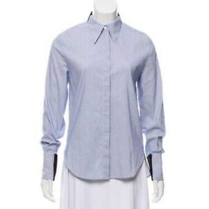 3.1 Phillip Lim Chic Button Down Blouse Contrast Trim and Zipper Cuff Sleeves
